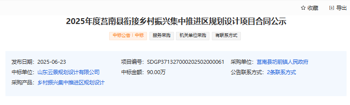 2025年度莒南县衔接乡村振兴集中推进区规划
